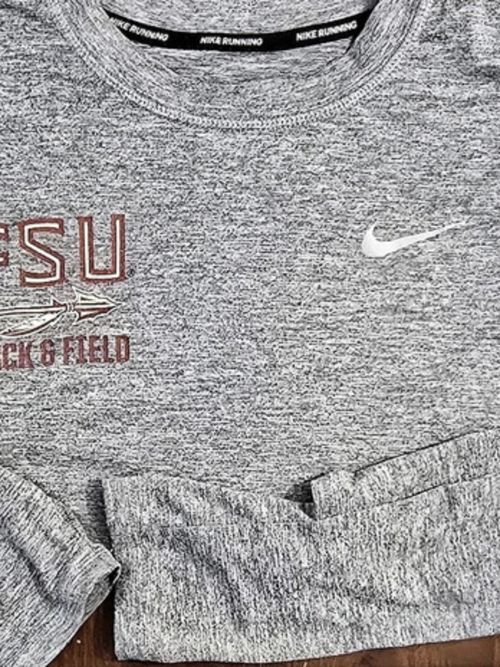 Nike FSU Track & Field Dri-Fit Heather Gray Long Sleeve Shirt L - Picture 6 of 8